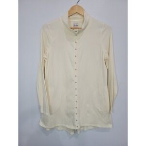 Nic‎ + Zoe Cream Button Front Tunic Top Long Sleeve Pockets Casual Everyday